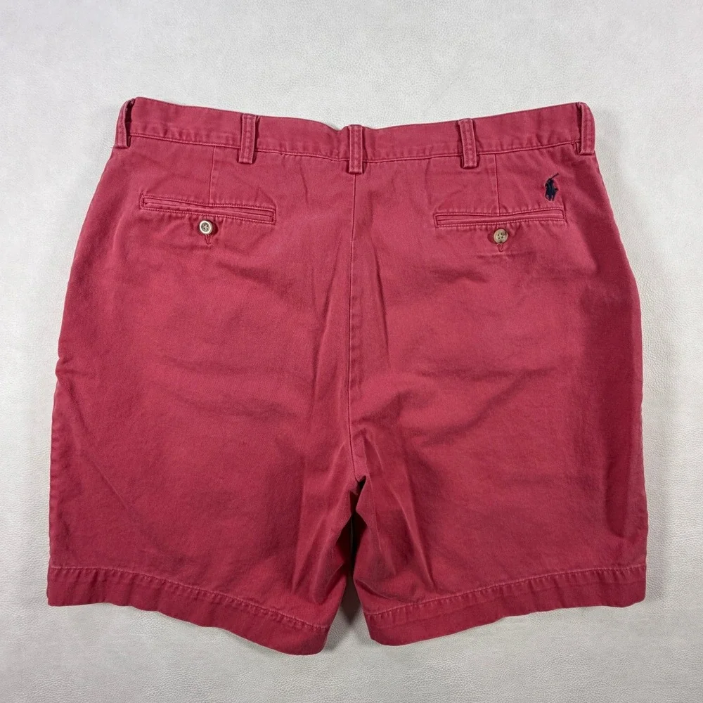 Polo Ralph Lauren Mens 38 Red Cotton Chino Shorts‎ Flat Front Classic Fit Preppy